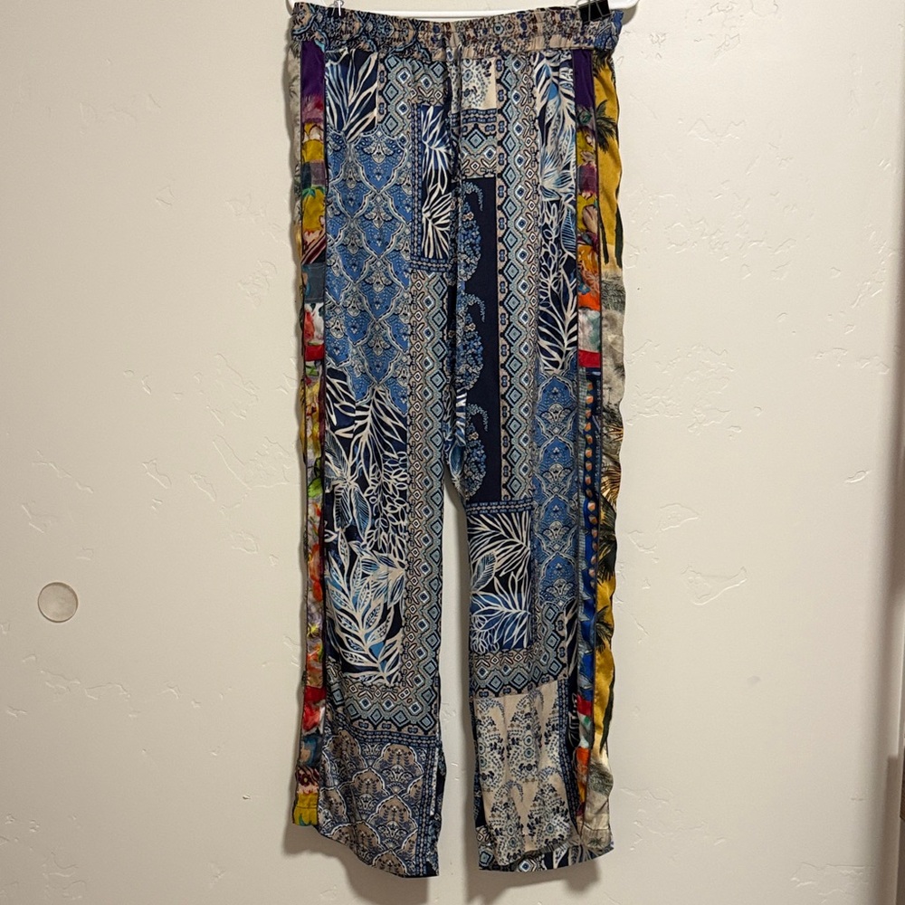 Johnny Was Blue and Cream Geometric Silk Pants 😲🤩🤩😮❤️❤️🥰🥰🥰